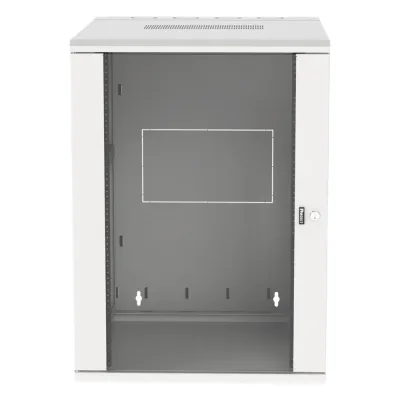 Gabinete PanZone de Montaje en Pared, de 19in, Puerta con Ventana de Seguridad, 18 UR, 762mm de Profundidad, Color Blanco