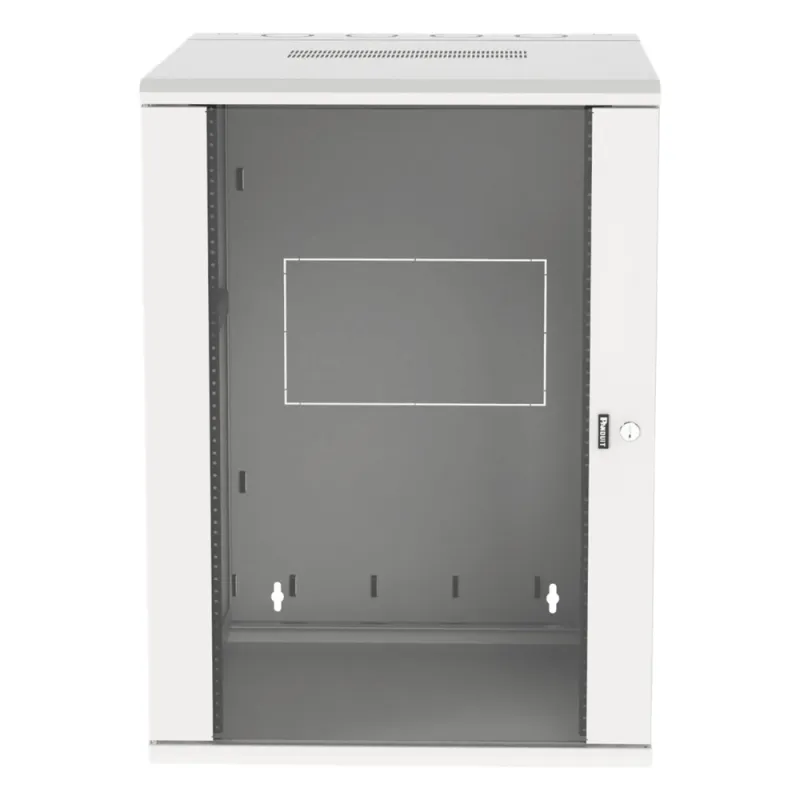 Gabinete PanZone de Montaje en Pared, de 19in, Puerta con Ventana de Seguridad, 18 UR, 762mm de Profundidad, Color Blanco