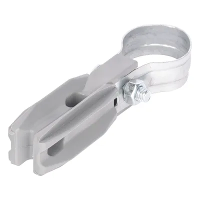 Aislador de Paso o Esquina con Abrazadera / 1 Pulgada (25 mm) / Resina Virgen 100% / Anti-Arqueo / Acero Galvanizado / Poste Cerco Eléctrico
