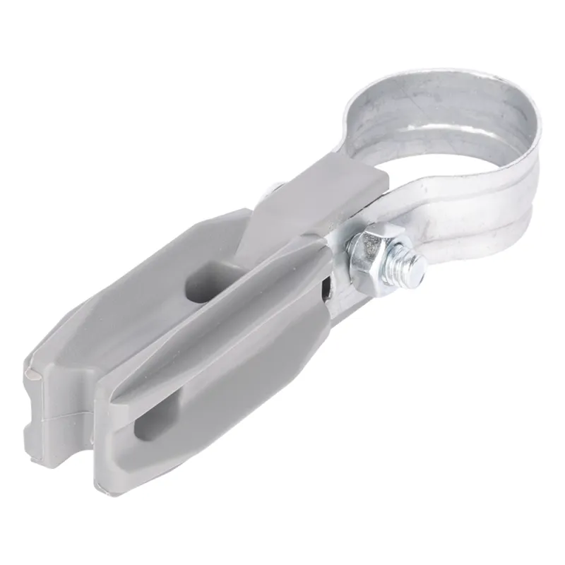 Aislador de Paso o Esquina con Abrazadera / 1 Pulgada (25 mm) / Resina Virgen 100% / Anti-Arqueo / Acero Galvanizado / Poste Cerco Eléctrico
