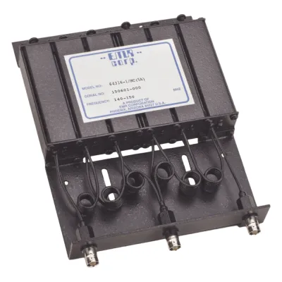 Duplexer Compacto de Rechazo de Banda, 140-150 MHz, 4.6 a 6 MHz Sep. Tx-Rx, 50 Watt, BNC Hembra.
