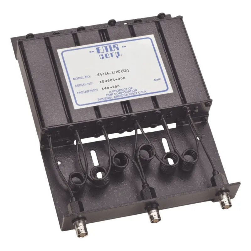 Duplexer Compacto de Rechazo de Banda, 140-150 MHz, 4.6 a 6 MHz Sep. Tx-Rx, 50 Watt, BNC Hembra.