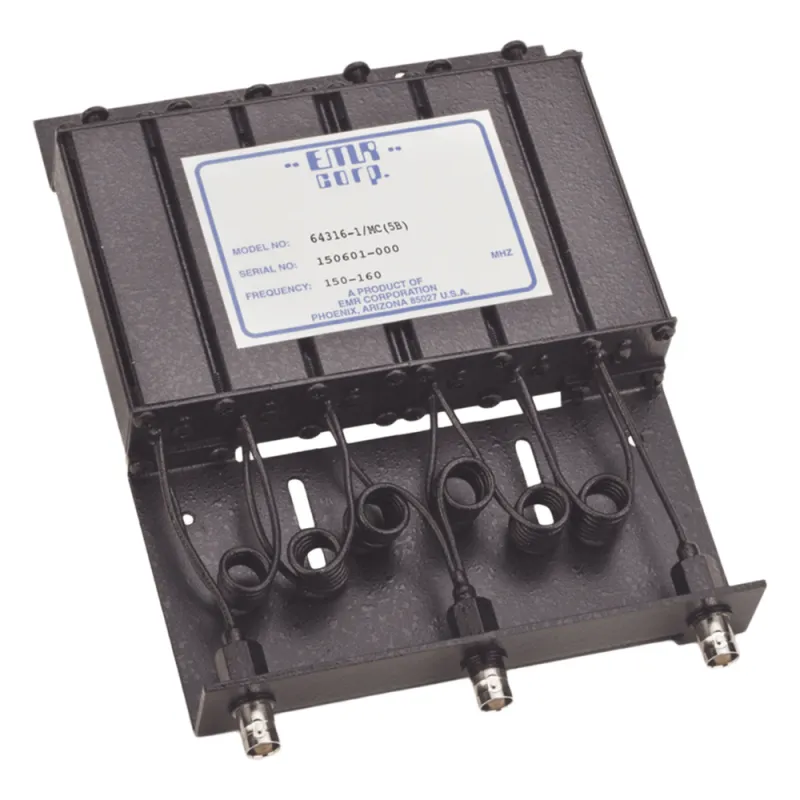 Duplexer Compacto de Rechazo de Banda, 150-160 MHz, 4.6 a 6 MHz Sep. Tx-Rx, 50 Watt, BNC Hembra.