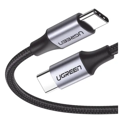 Cable USB-C a USB-C | 1 Metro (3.28 Pies) | Transferencia de Datos de 480 Mbps | Carga Rápida de Hasta 60W | QC 4.0/3.0/2.0 | PD3.0 | FPC | AFC | Protección Integrada | Caja de Aluminio | Nylon Trenzado | Color Negro