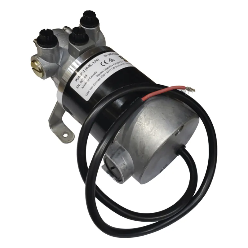 Bomba Hidráulica Reversible PUMP-2 / 12V DC / Flujo 0.8L (49 cu.in) por Minuto / Para Cilindros de 80 cc - 250 cc (4.9 - 15.2 cu.in) / Conexiones O-Ring Boss (ORB) / Incluye 3 Accesorios ORB-5 a 9/16 UNF / Compatible con SteadySteer