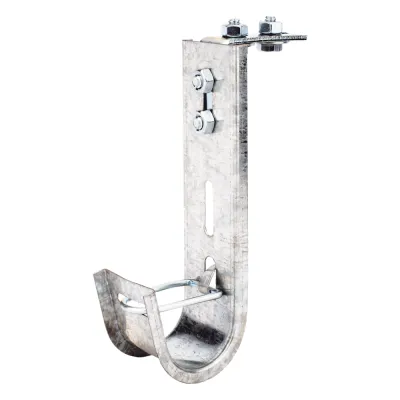 Soporte (Gancho) tipo J-Hook, hasta 14 cables Cat6, ideal para soportar cableado en los espacios de manipulación al aire, Para instalación en interior