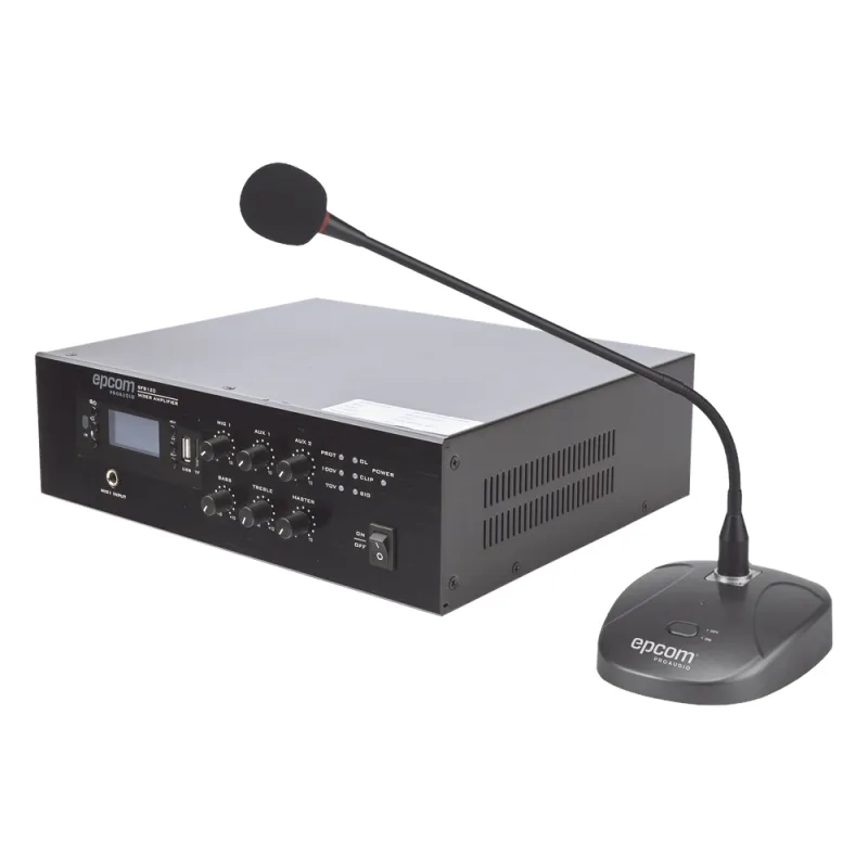 KIT de Amplificador de 120W Modelo SFB120 | más Micrófono de Escritorio Modelo SF621A