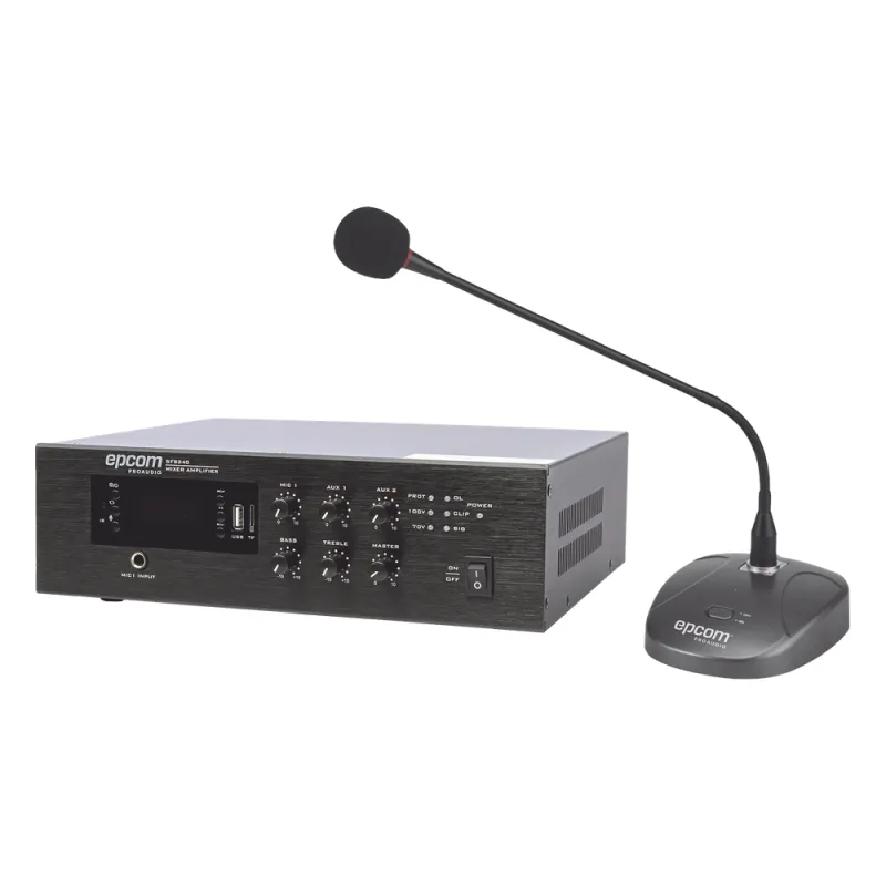 KIT de Amplificador de Audio de 240W Modelo SFB240 | más Micrófono de Escritorio Modelo SF621A