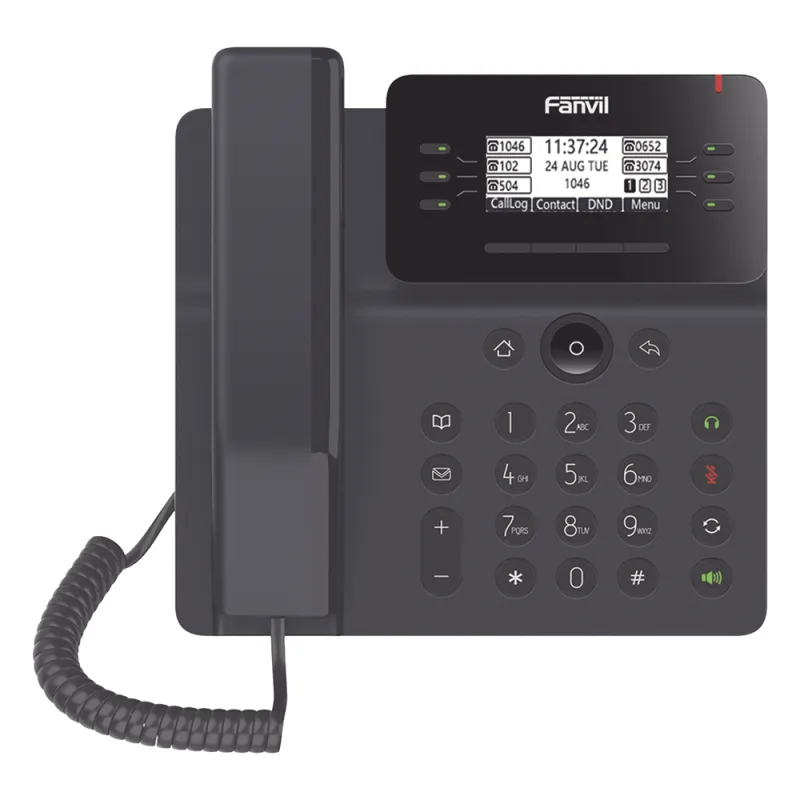 Teléfono IP Empresarial Esencial para 6 líneas SIP, pantalla grafica matriz de puntos, PoE, puertos Gigabit, conferencia local de 6 vías.