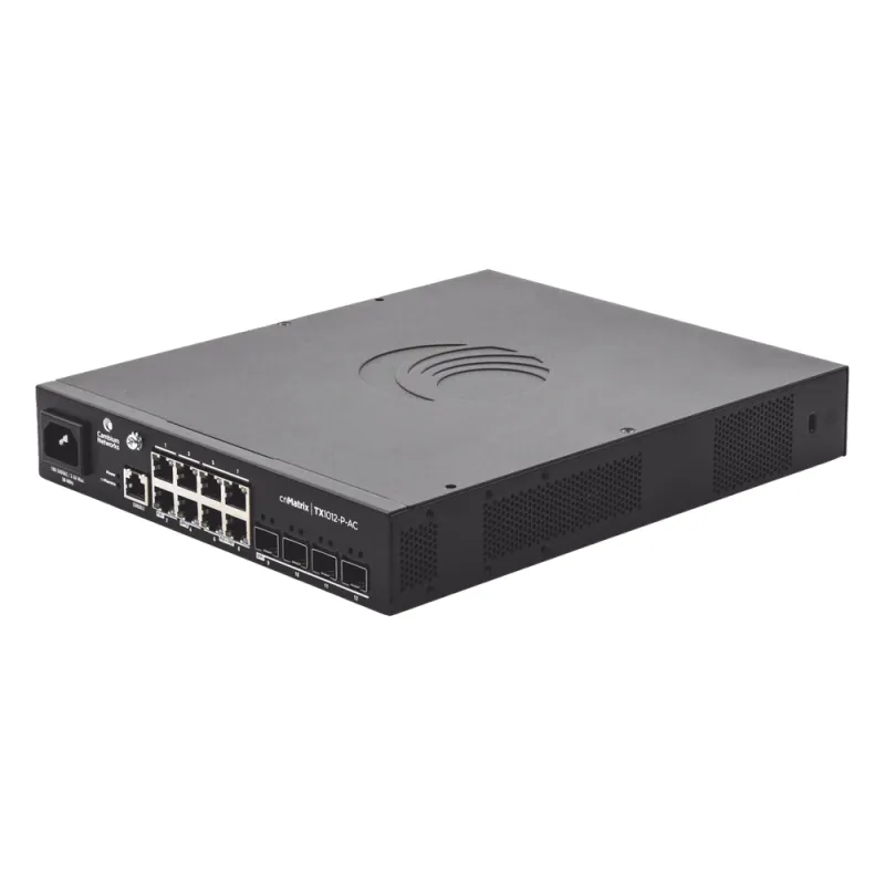 Switch cnMatrix TX1012-AC-P PoE Ideal para WISP / 8 Puertos Gigabit PoE + 4 SFP+ / PoE Budget 200W /Capa 2 y Capa 3
