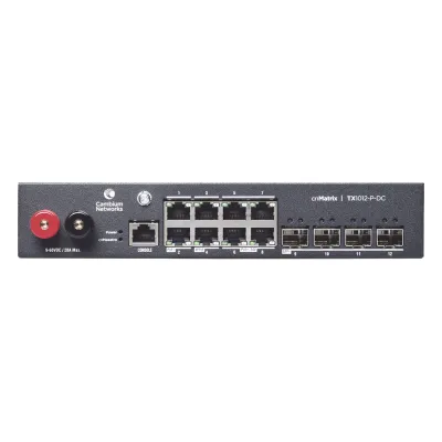 Switch cnMatrix WISP TX1012-DC-P de 8 puertos PoE y 4 SFP+, 170 W PoE Budget, Capa 2, gestión cnMaestro On-Premises, para corriente directa