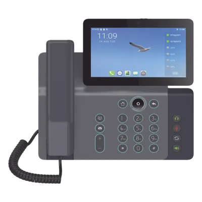 Videoteléfono IP inteligente Insignia, Android 9.0, 20 líneas SIP, pantalla a color 7" ajustable, Teclado de iluminación configurable, PoE, conferencia local de 10 vías.