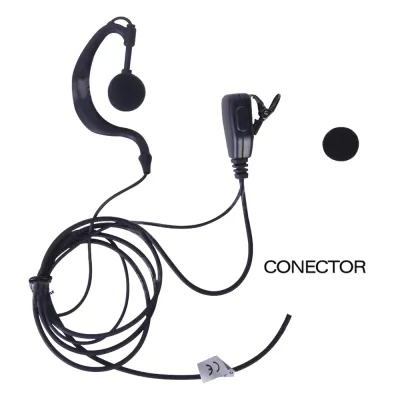 Micrófono - audífono de gancho ajustable al oído con conector de dos pines para KENWOOD Y ABELL