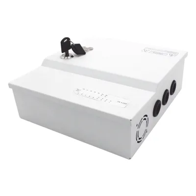 Fuente de poder profesional de 12 Vcc @ 16 A / para 16 cámaras / Con capacidad de batería de respaldo / Requiere batería / Voltaje de entrada de 96-264 Vca