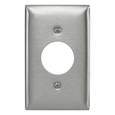 Placa para Receptáculo Sencillo de 15 y 20 A de Entrada Recta y para Receptáculo de 15 A de Media Vuelta/ 1.4" (35.56 mm) / Acero Inoxidable.
