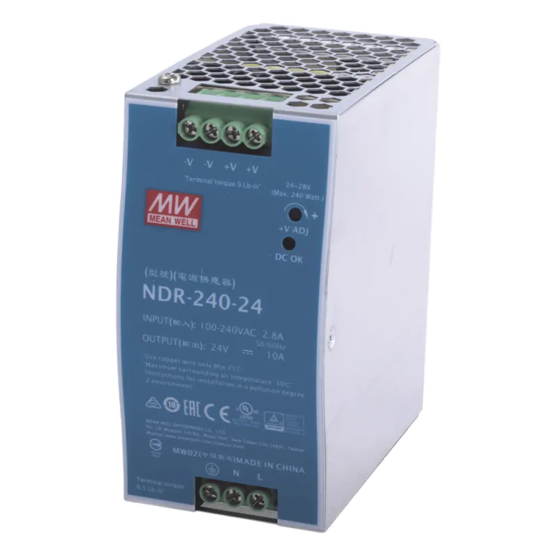 Fuente de poder industrial para riel DIN / 240W / 24Vcc / 10A / Entrada: 90-264Vca