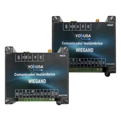 Convertidor de lectora para control de acceso (cableado a inalámbrico) / 1 Wiegand / 2 Relevadores / 2 Entradas / Hasta 1.6 KM de distancia