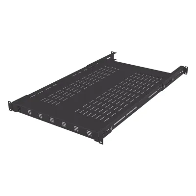 Charola Ventilada para Soportar Equipos en Rack, Profundidad Ajustable de 495 a 965 mm, 1U, Color Negro