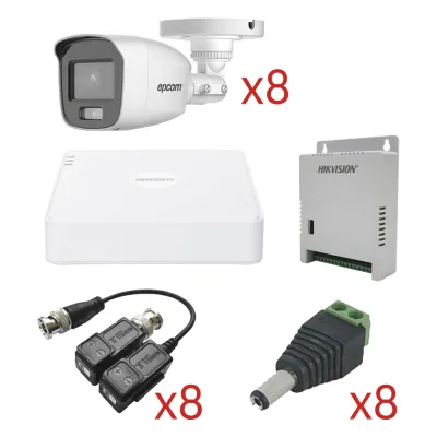 KIT TurboHD con Audio 1080p / DVR 8 Canales 1080p lite / 8 Cámaras Bala (exterior 2.8 mm) / Transceptores / Conectores / Fuente de Poder / AUDIO POR COAXITRON