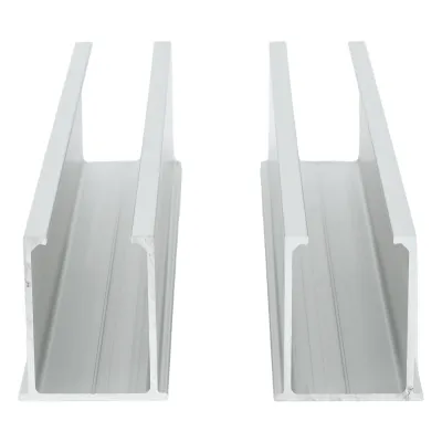 Juego de 2 Mini Rieles De Aluminio para Montaje de Módulos Solares en Techo (Instalación plana 0°). Incluye 4 Tornillos Perforantes.