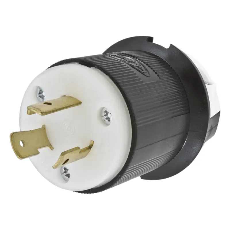 Clavija Industrial con Bloqueo de Media Vuelta / 20 A 250 V CA / 2 Polos 3 Hilos / Color Blanco y Negro / Nema L6-20P.