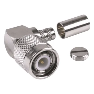 Conector TNC Macho en Ángulo Recto para Cable RG-8/X, LMR-240, Níquel/ Oro/ Teflón.â€‹