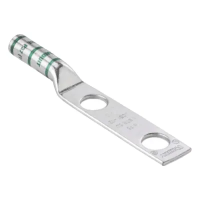 Zapata de compresión LCC2-38D-Q para cal. 2 Awg, Doble barreno para tornillo prisionero de 3/8, Espaciado de orificio 25.4mm, 25 Pz