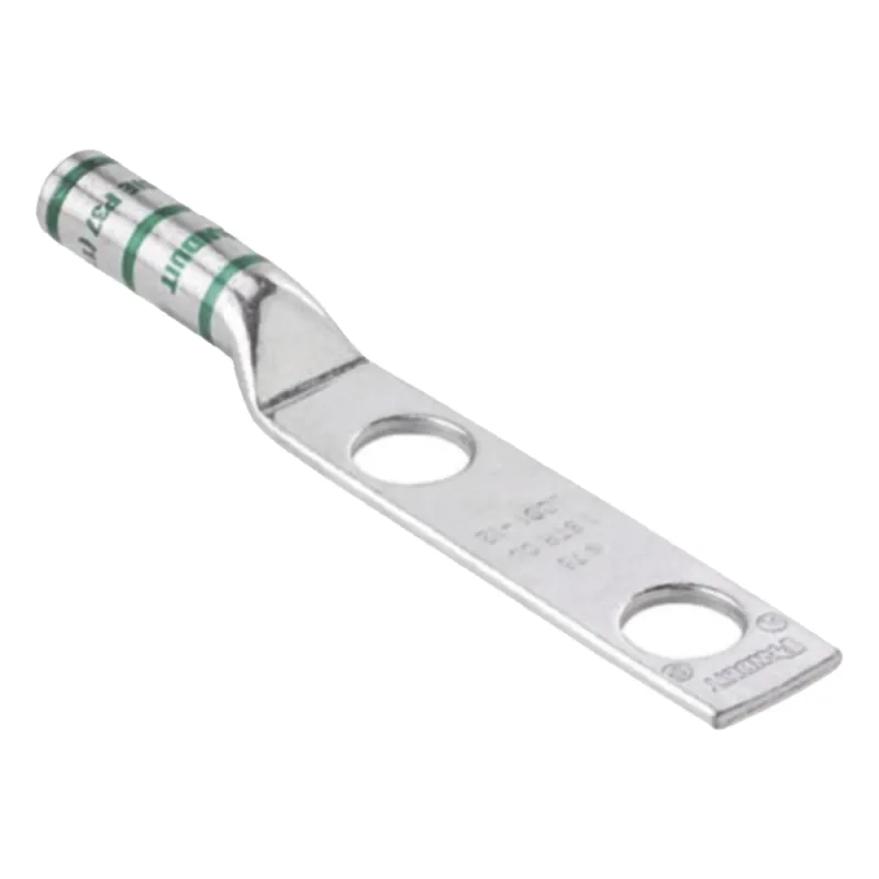 Zapata de compresión LCC2-38D-Q para cal. 2 Awg, Doble barreno para tornillo prisionero de 3/8, Espaciado de orificio 25.4mm, 25 Pz