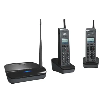 Sistema Telefónico Inalámbrico SIP de Largo Alcance, Incluye Base y Dos Teléfonos Inalámbricos, Soporta 10 Cuentas SIP, Hasta 4 Llamadas Simultaneas,