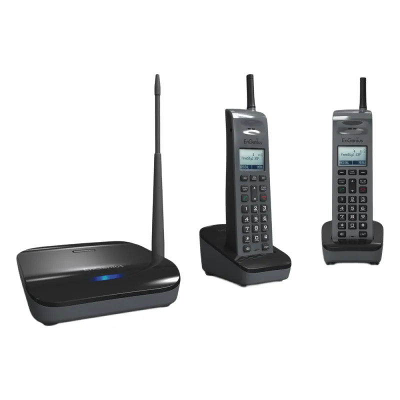 Sistema Telefónico Inalámbrico SIP de Largo Alcance, Incluye Base y Dos Teléfonos Inalámbricos, Soporta 10 Cuentas SIP, Hasta 4 Llamadas Simultaneas,