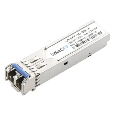 Transceptor Óptico SFP (Mini-Gbic) / Monomodo 1310 nm / 1.25 Gbps / 1000BASE-LX / Conectores LC/UPC Dúplex / DDM / Hasta 10 km