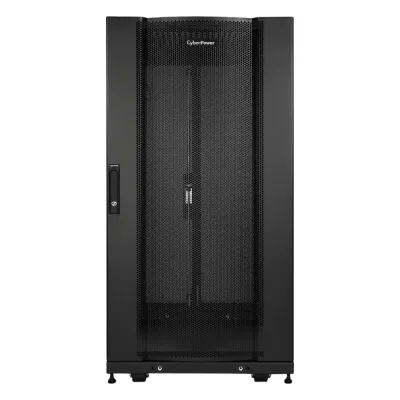 Gabinete Rack 24U / Montaje en Pared o Piso / Carga Estática 1,365 kg / Puerta Perforada Hexagonal / Rieles Ajustables / Negro