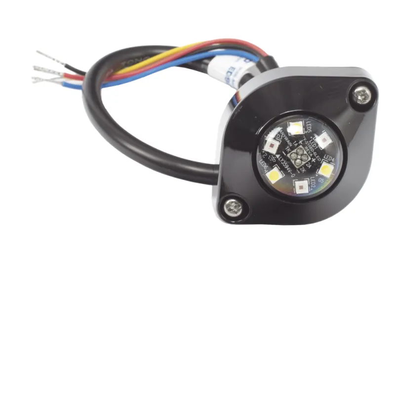 Estrobo Oculto de 6 LED, Rojo/Claro, Lente Transparente, Bisel Negro