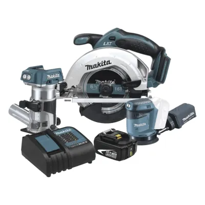 Kit Inalámbrico De Carpintería, Sierra Circular + Router Inalámbrico + Lijadora Orbital