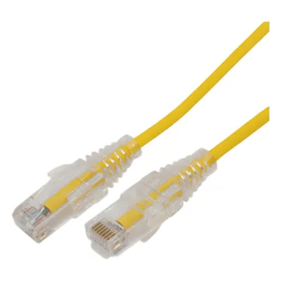 Cable de Parcheo Slim UTP Cat6A - 0.5 Metros (1.64 Pies) Amarillo, Diámetro Reducido (28 AWG)