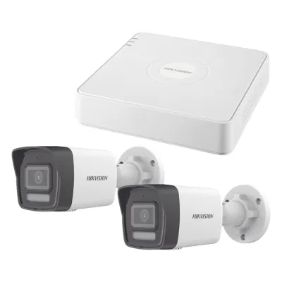 Kit IP 1080p (2 Megapixel) / NVR de 4 Canales con 4 Puertos PoE / 2 Cámaras Bala IP con Microfono Integrado / ColorVu Lite y ACUSENSE Lite