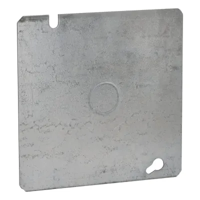 Tapa Cuadrada Plana de Acero Galvanizado con Entrada de 1/2" para Caja de 4 11/16".