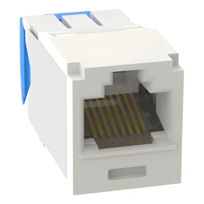 Conector Jack RJ45 Estilo TG, Mini-Com, Categoría 6A, Con Gel Resistente a la Corrosión, de 8 Posiciones y 8 Cables, Color Blanco Mate