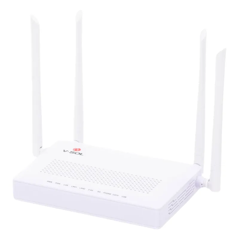 ONU Dual GPON/EPON con Wi-Fi AC de doble banda, 1 puerto SC/APC + 2 puertos LAN Gigabit + 1 puerto FXS + 1 Puerto CATV