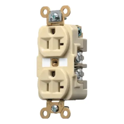 Contacto Dúplex 20 A 125 V / 2 Polos 3 Hilos / Color Marfil /Nema 5-20R /Grado Industrial.