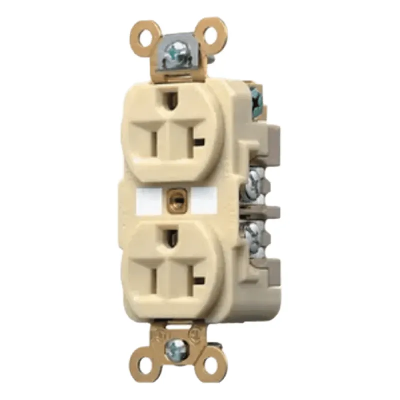 Contacto Dúplex 20 A 125 V / 2 Polos 3 Hilos / Color Marfil /Nema 5-20R /Grado Industrial.