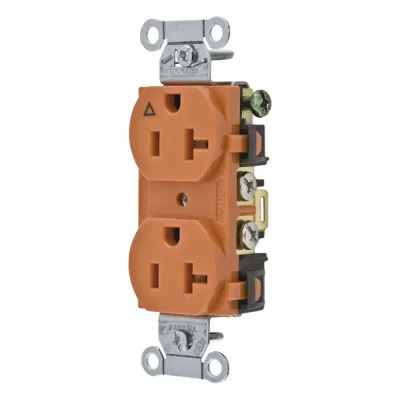 Contacto Dúplex Grado Comercial / 20A 125V / Conexión a Tierra Aislada / 2 Polos 3 Hilos / NEMA 5-20R / Color Naranja