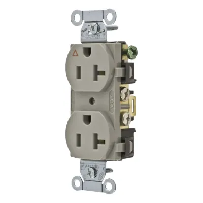 Contacto Dúplex Grado Comercial / 20A 125V / Conexión a Tierra Aislada / 2 Polos 3 Hilos / NEMA 5-20R / Color Gris