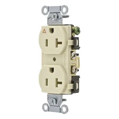 Contacto Dúplex Grado Comercial / 20A 125V / Conexión a Tierra Aislada / 2 Polos 3 Hilos / NEMA 5-20R / Color Marfil