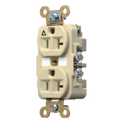 Contacto Dúplex Grado Industrial / 20A 125V / Conexión a Tierra Aislada / 2 Polos 3 Hilos / NEMA 5-20R / Color Marfil