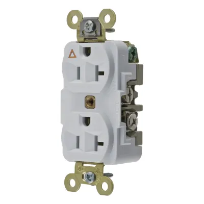 Contacto Dúplex Grado Industrial / 20A 125V / Conexión a Tierra Aislada / 2 Polos 3 Hilos / NEMA 5-20R / Color Blanco
