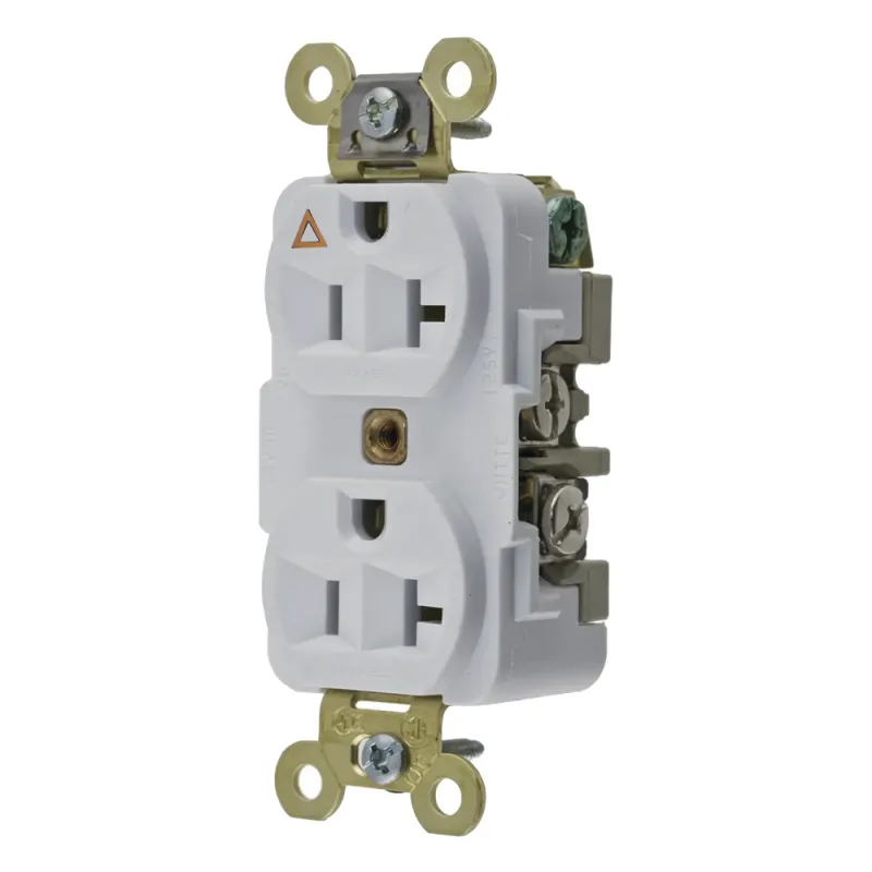 Contacto Dúplex Grado Industrial / 20A 125V / Conexión a Tierra Aislada / 2 Polos 3 Hilos / NEMA 5-20R / Color Blanco