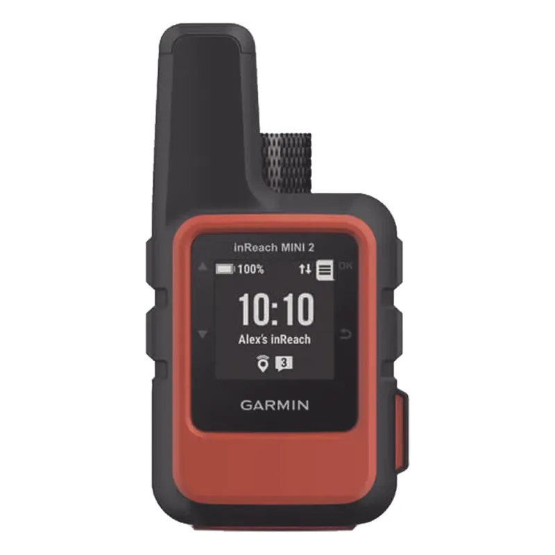 GPS portátil inReach® Mini 2 / Pantalla Monocroma Transflectiva 23 x 23 mm / Resolución 176 x 176 píxeles / Batería de Iones de Litio / Autonomía Hasta 14 Días / Resistencia al Agua IPX7 / Sensores GPS, Galile
