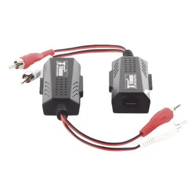 Balun Extensor de Audio Analogo Estereo RCA a RJ45 / Distancia 800 Metros (2625 Pies) / Cable CAT5-6 / Conector 100% Cobre / Protección TVS, Calidad Premium