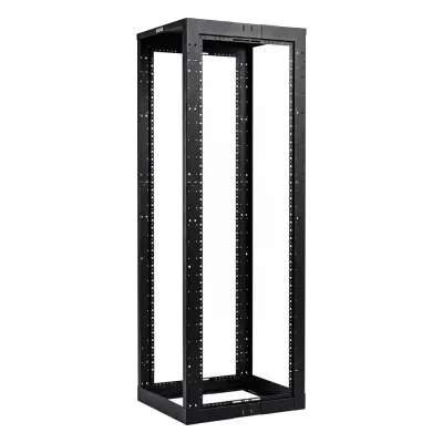Rack de Cuatro Postes Estándar de 19", Rieles Con Orificio Para Tuerca Enjaulada, Profundidad Ajustable de 23 a 42 in, 45 Unidades de Rack, Color Negro